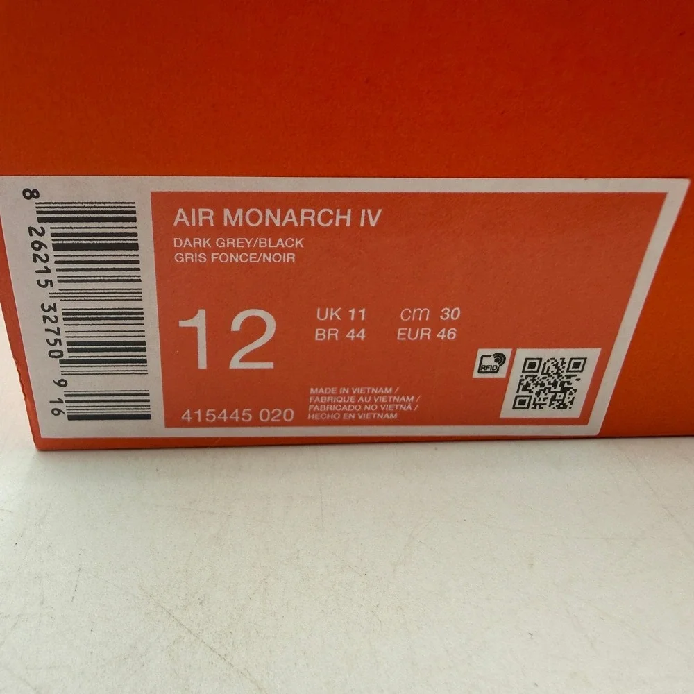 Nike Air Monarch IV Shoes Mens Size 12 Dark Grey Black Training 415445-020